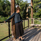 Drawstring Skirt in Black Linen