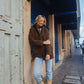 Portuguese Wool Pieper Coat in Brown and Navy Small Check Made to Order