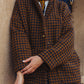 Portuguese Wool Pieper Coat in Brown and Navy Small Check Made to Order