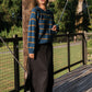 Drawstring Skirt in Black Linen