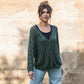 Trish Lace Cotton Sweater in Pine Green Made to Order