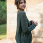 Trish Lace Cotton Sweater in Pine Green Made to Order