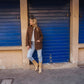 Portuguese Wool Pieper Coat in Brown and Navy Small Check Made to Order