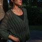 Trish Lace Cotton Sweater in Pine Green Made to Order