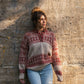 Imogene Oversized Wool Henley in Snowflake Print Made to Order