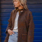 Portuguese Wool Pieper Coat in Brown and Navy Small Check Made to Order
