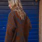 Portuguese Wool Pieper Coat in Brown and Navy Small Check Made to Order