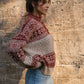 Imogene Oversized Wool Henley in Snowflake Print Made to Order