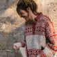 Imogene Oversized Wool Henley in Snowflake Print Made to Order