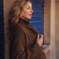 Portuguese Wool Pieper Coat in Brown and Navy Small Check Made to Order