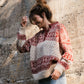 Imogene Oversized Wool Henley in Snowflake Print Made to Order