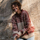 Imogene Oversized Wool Henley in Snowflake Print Made to Order