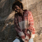 Imogene Oversized Wool Henley in Snowflake Print Made to Order