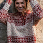 Imogene Oversized Wool Henley in Snowflake Print Made to Order