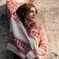 Imogene Oversized Wool Henley in Snowflake Print Made to Order