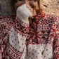 Imogene Oversized Wool Henley in Snowflake Print Made to Order