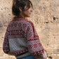 Imogene Oversized Wool Henley in Snowflake Print Made to Order