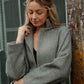 Portuguese Wool Pieper Coat in Teal and Cream Thin Stripe Made to Order