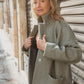 Portuguese Wool Pieper Coat in Teal and Cream Thin Stripe Made to Order