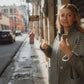 Portuguese Wool Pieper Coat in Teal and Cream Thin Stripe Made to Order