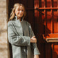 Portuguese Wool Pieper Coat in Teal and Cream Thin Stripe Made to Order