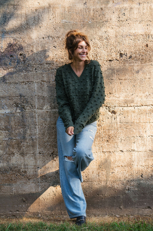 Francis Wool Sweater in Forest Green Made to Order