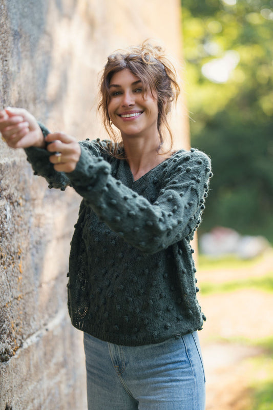 Francis Wool Sweater in Forest Green Made to Order