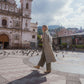 Portuguese Wool Polly Coat in Tan and Cream Herringbone Made to Order