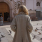 Portuguese Wool Polly Coat in Tan and Cream Herringbone Made to Order