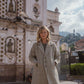 Portuguese Wool Polly Coat in Tan and Cream Herringbone Made to Order