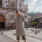 Portuguese Wool Polly Coat in Tan and Cream Herringbone Made to Order