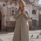 Portuguese Wool Polly Coat in Tan and Cream Herringbone Made to Order