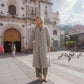 Portuguese Wool Polly Coat in Tan and Cream Herringbone Made to Order