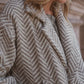 Portuguese Wool Polly Coat in Tan and Cream Herringbone Made to Order