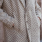 Portuguese Wool Polly Coat in Tan and Cream Herringbone Made to Order