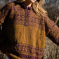 Imogene Oversized Wool Henley in Snowflake Print