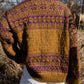 Imogene Oversized Wool Henley in Snowflake Print