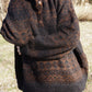 Imogene Oversized Wool Henley in Snowflake Print