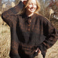 Imogene Oversized Wool Henley in Snowflake Print