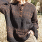 Imogene Oversized Wool Henley in Snowflake Print