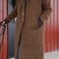 Portuguese Wool Polly Coat in Brown and Navy Check Made to Order