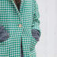 Portuguese Wool Pieper Coat in Green and Cream Check Made to Order February