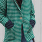 Portuguese Wool Pieper Coat in Green and Cream Check Made to Order February