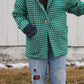 Portuguese Wool Pieper Coat in Green and Cream Check Made to Order February