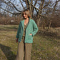 Portuguese Wool Pieper Coat in Green and Cream Check Made to Order February