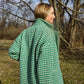 Portuguese Wool Pieper Coat in Green and Cream Check Made to Order February