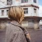 Portuguese Wool Polly Coat in Heathered Brown and Cream Herringbone Made to Order