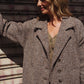 Portuguese Wool Polly Coat in Heathered Brown and Cream Herringbone Made to Order