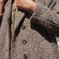 Portuguese Wool Polly Coat in Heathered Brown and Cream Herringbone Made to Order