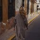 Portuguese Wool Polly Coat in Heathered Brown and Cream Herringbone Made to Order